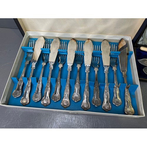 399 - Sheffield Plated Knife & Fork Set + Vintage Set.