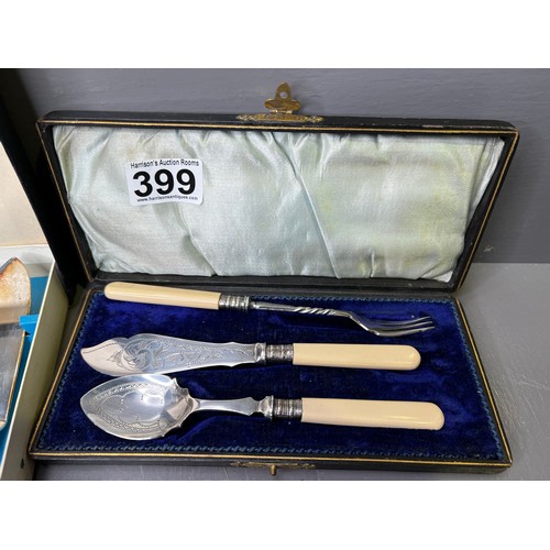 399 - Sheffield Plated Knife & Fork Set + Vintage Set.