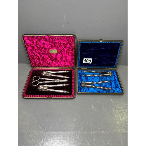 408 - Silver Plated Nut Crackers & Grape Scissors + Box Nut Cracker Set