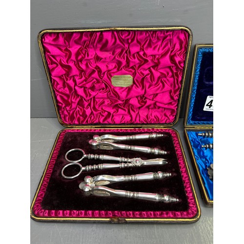 408 - Silver Plated Nut Crackers & Grape Scissors + Box Nut Cracker Set