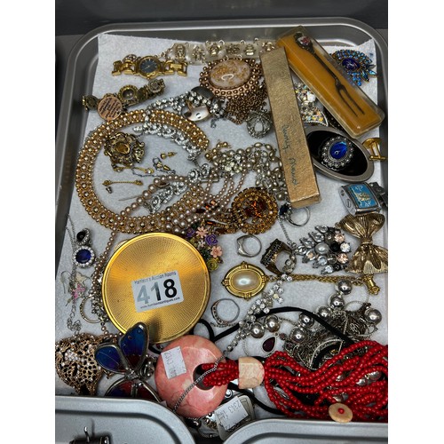 418 - 5 Trays full Costume Jewellery (trays not included)