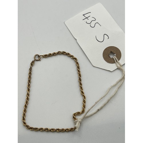 435s - 9ct Gold rope bracelet 1.2g 7