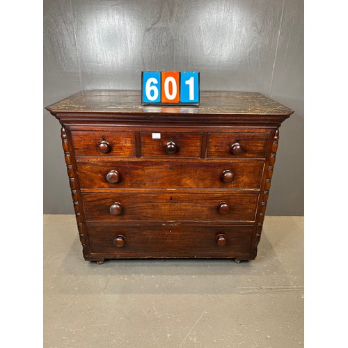 601 - Georgian mahogany 6 drawer chest A/F