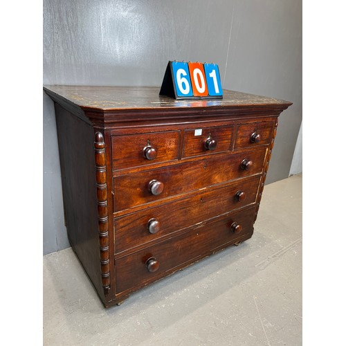 601 - Georgian mahogany 6 drawer chest A/F