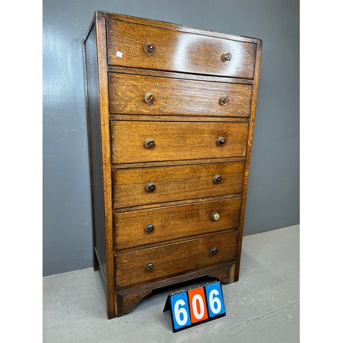 606 - Oak drawers 6 drawer chest