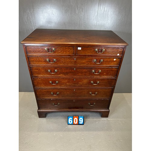 609 - Georgian mahogany 2 over 5 chest of drawers