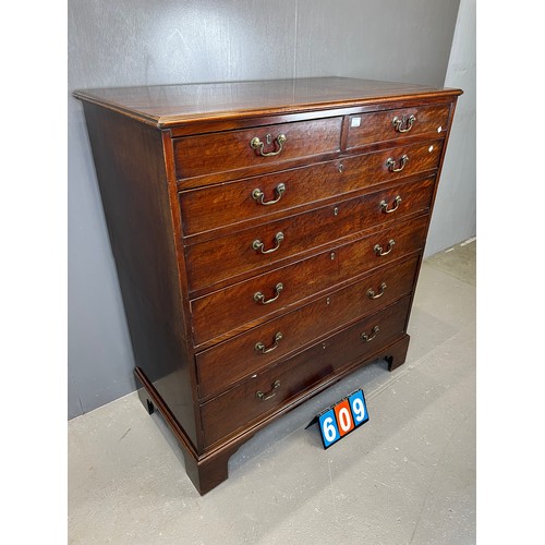 609 - Georgian mahogany 2 over 5 chest of drawers