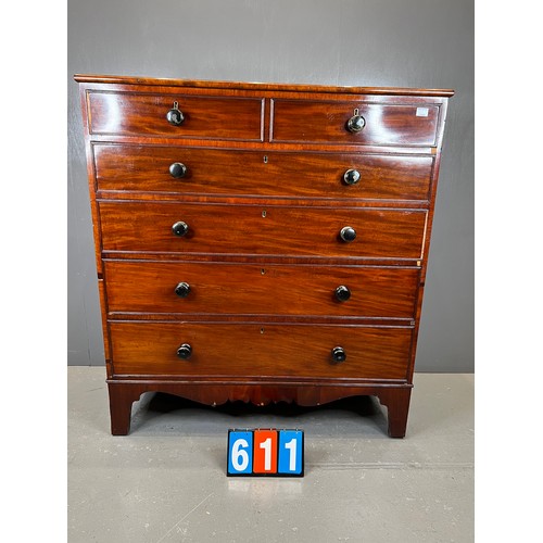 611 - Early Victorian mahogany chest of drawers (split side)