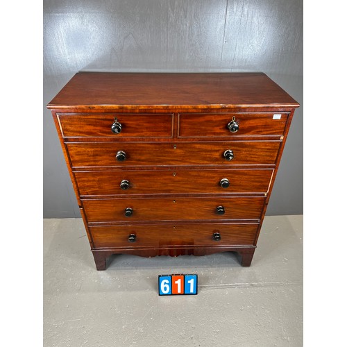 611 - Early Victorian mahogany chest of drawers (split side)