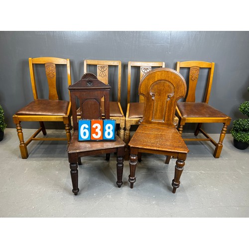 638 - Victorian chair x2 + 2 pairs of chairs