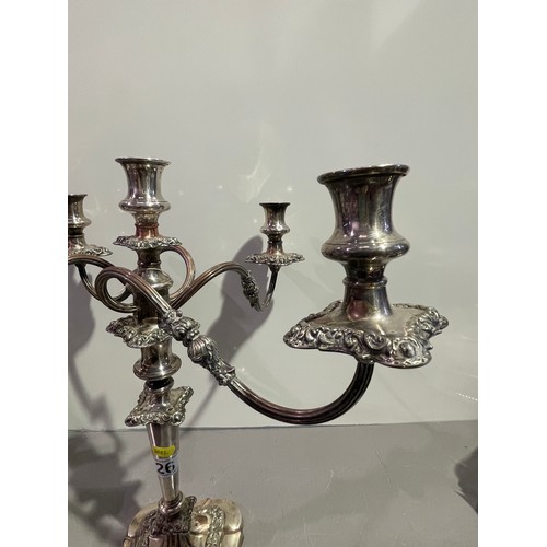 26 - Superb silver plated 4 branch candelabra (tall) 19