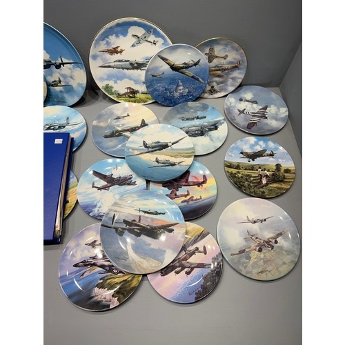 42 - Collection Wedgwood etc aeroplane plates inc book of certificates