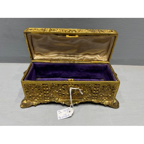 53 - Quality early brass casket with filigree decoration