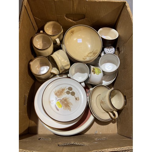 57 - Box of mid century pottery to include denby ware