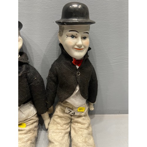 74 - Laurel & hardy vintage figures with bisque style faces