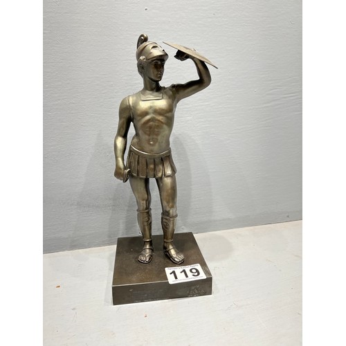 119 - Bronzed military figure A/F (missing sword)