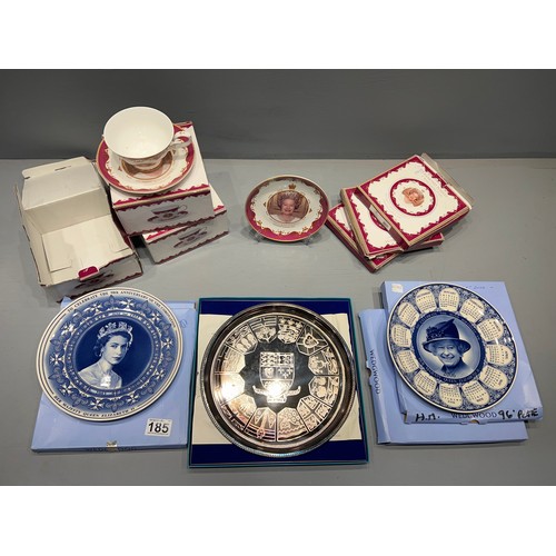 185 - Collection of royalty plates & cups & caucers