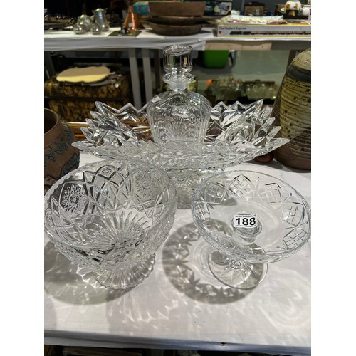 188 - 4 Pieces of cut glass ware