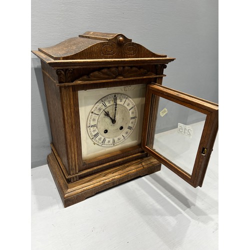 215 - Edwardian oak bracket clock A/F