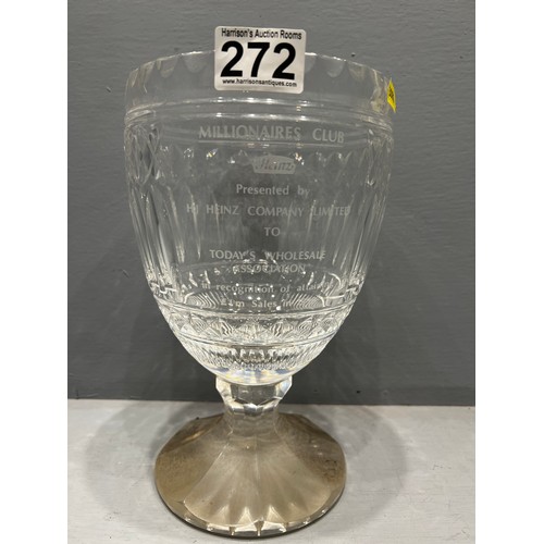 272 - Millionaires club glass vase