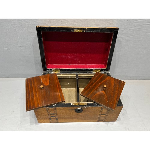 285 - Victorian inlaid tea caddy