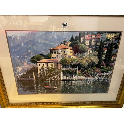 287 - Large gilt frame picture + picture