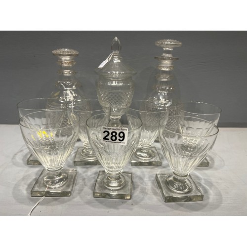 289 - Glass decanters + glass ware