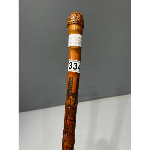 334 - Japanese carved walking stick