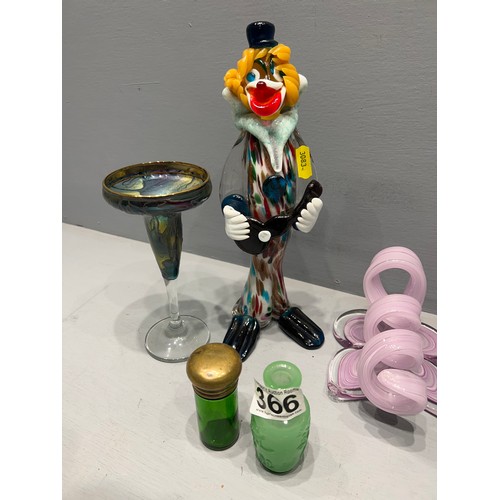 366 - Glass clown + glass ware