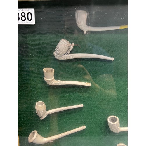 380 - Large framed clay pipe display