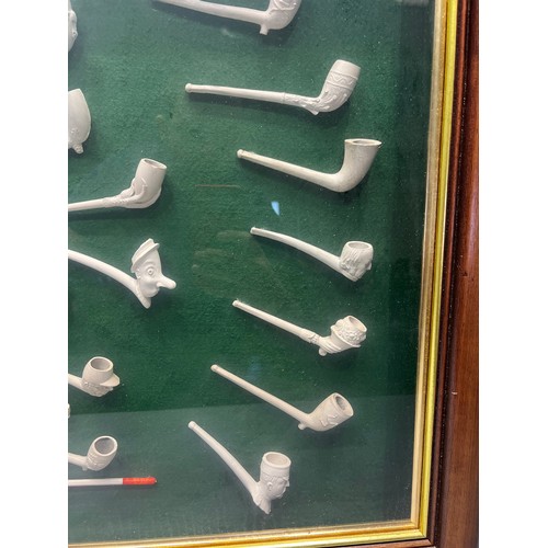 380 - Large framed clay pipe display