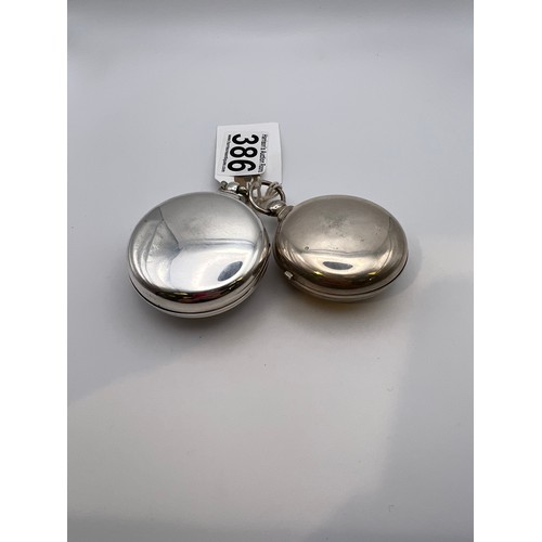 386 - 2 Silver fusee pocket watches