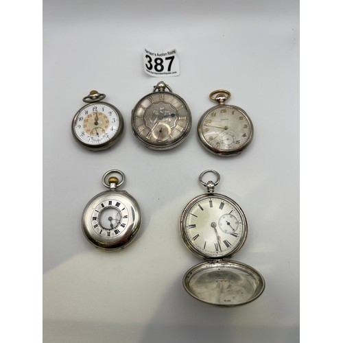 387 - 5 Pocket watches silver