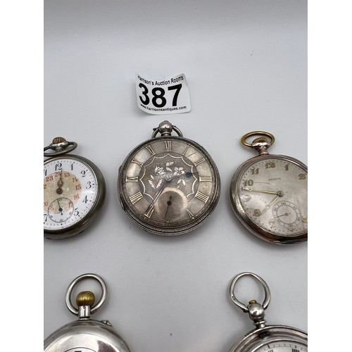 387 - 5 Pocket watches silver