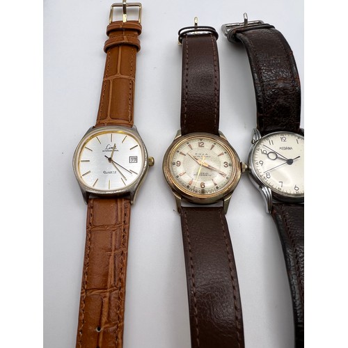 388 - 6 Leather strap gents wrist watches