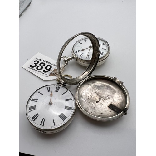 389 - 2 Silver fusee pocket watches