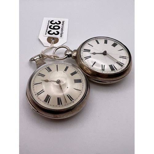 393 - 2 Silver fusee pocket watches