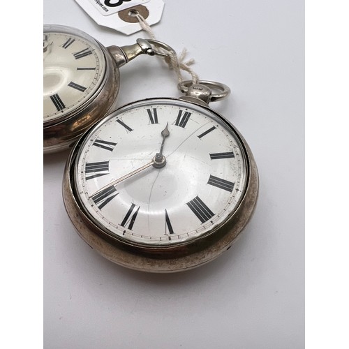 393 - 2 Silver fusee pocket watches