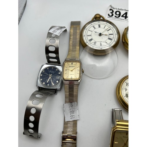 394 - 3 Pocket watches + 5 gents wrist watches