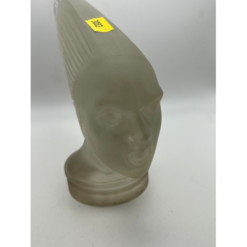 396 - Victorian glass figure head on base slight chip on base