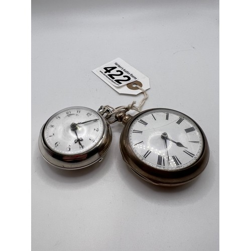 422 - 2 Silver fusee pocket watches