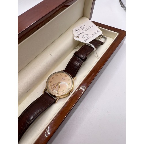 447 - 9ct Gold smiths deluxe gents watch 1954