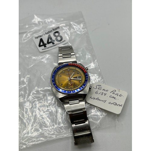 448 - Seiko pouge day/date gents watch cal 6139 working