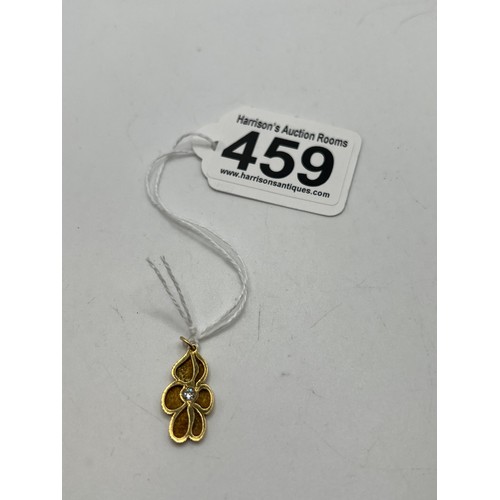 459 - 18ct Gold pendant with white stone 2.7g gross