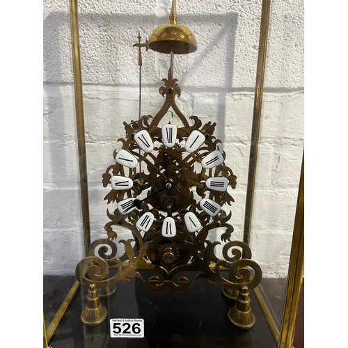 526 - Superb large open escape movement brass face Skeleton clock