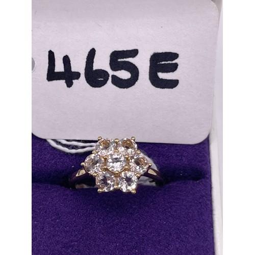 465e - 9ct Gold dress ring white stones gross 2.5g size o