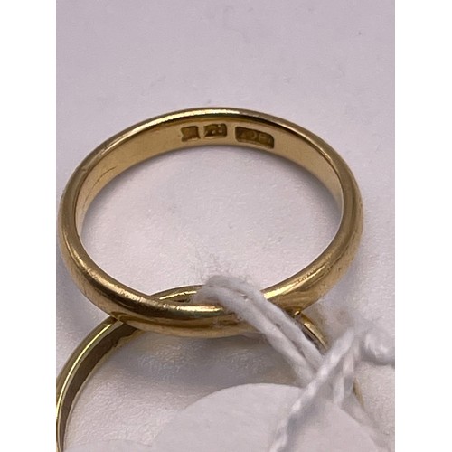 465l - 3x 18ct Gold wedding rings sizes J&L 7.1g total