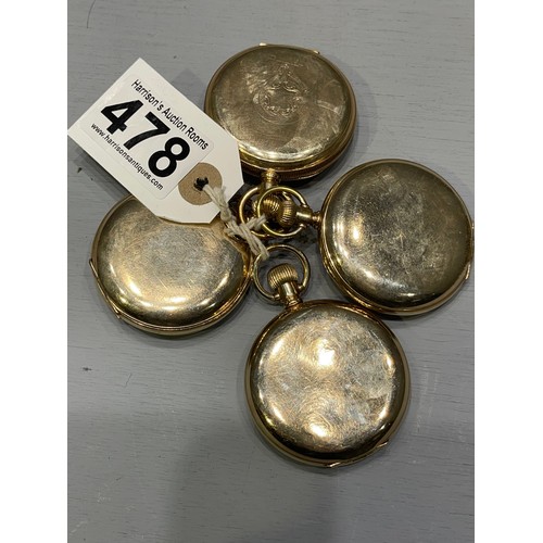 478 - 4 Gold plated pocket watches