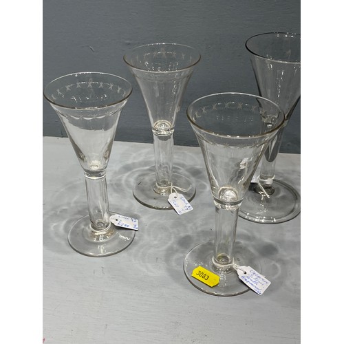 479 - 6 Rare vacuum stem glasses circa 1750-60