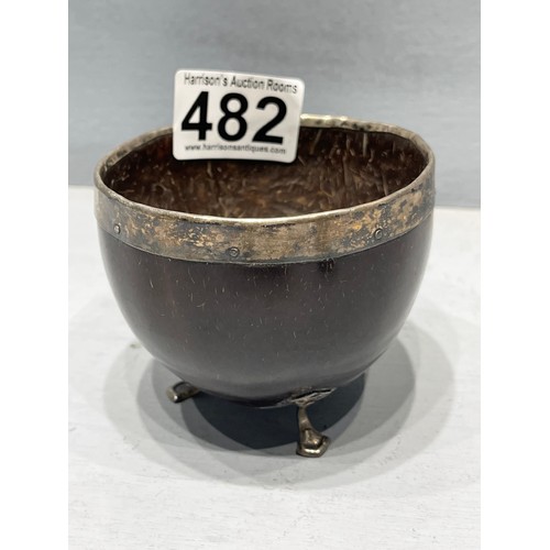 482 - 2 Horn & silver rimmed vessels